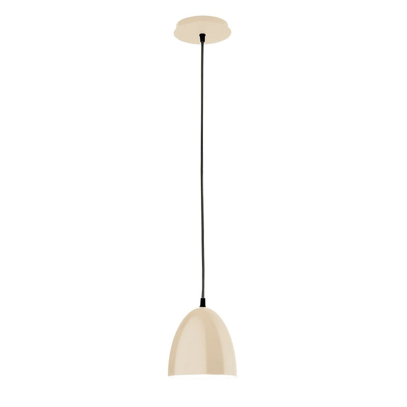 Cream dome pendant light with black cord and cream shade