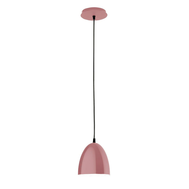 Mauve 6-inch dome pendant light with round canopy and hanging cord