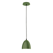 Fern green LED pendant lamp with dome shade and round ceiling canopy