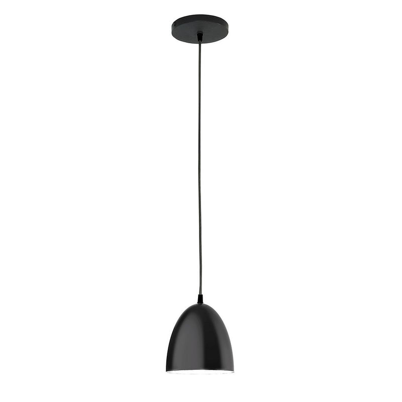 Jill 6 in black pendant light with domed shade and round ceiling canopy