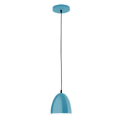Jill 6" LED pendant light with light blue dome shade and black cord