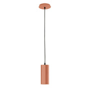 Terracotta LED pendant with round ceiling canopy and cylindrical shade