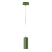 Fern green LED pendant with cylindrical shade and round ceiling canopy