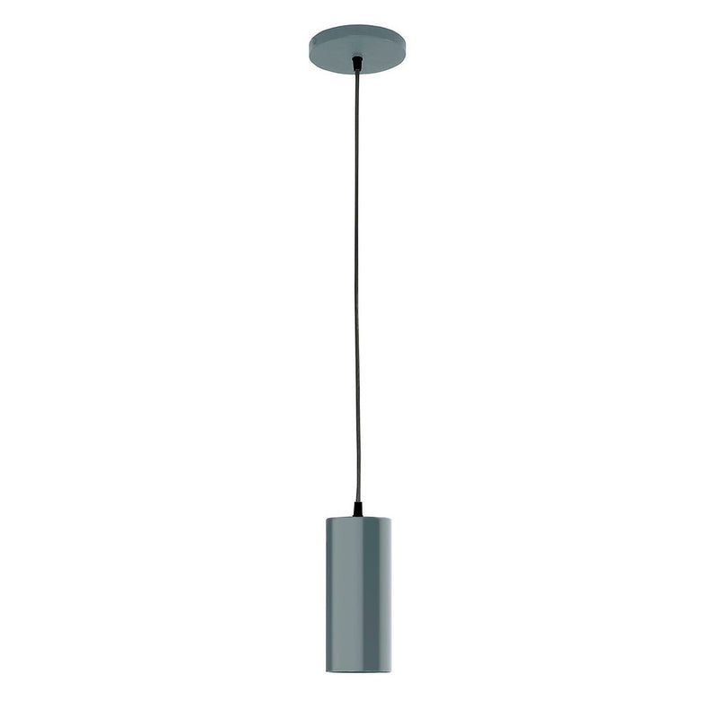Slate gray 3.5-inch pendant with slim cylindrical shade and black cord
