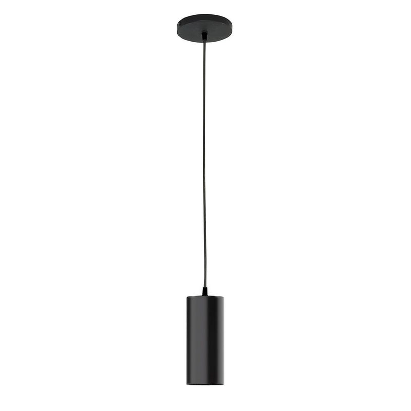 Jordan LED pendant light in black with round ceiling canopy and cylinder shade