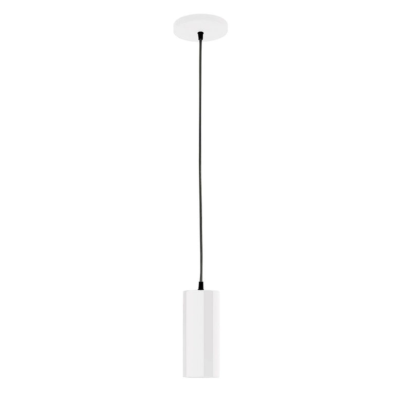 Jordan LED pendant with white rectangular shade and round ceiling canopy
