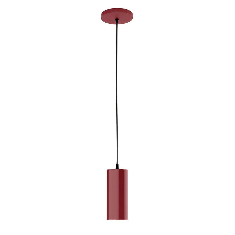Barn Red pendant light with cylindrical shade and hanging cord