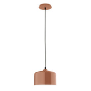 Terracotta pendant light with cylindrical shade and round ceiling canopy