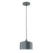 Slate gray pendant light with cylindrical shade and black cord