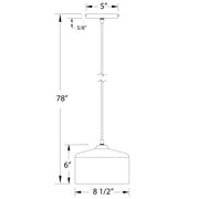 Pendant light dimensions: 8 1/2 in shade width, 78 in overall height