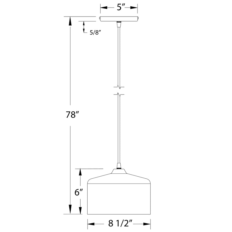 Pendant light dimensions: 8 1/2 in shade width, 78 in overall height
