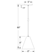 Terracotta LED pendant dimensions: 8-in shade, 8-in width, 80-in drop