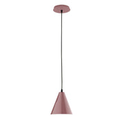 Mauve 8-inch pendant with bell shade and black cord, round ceiling canopy