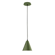 Fern green 8-in pendant bell shade with ceiling canopy.