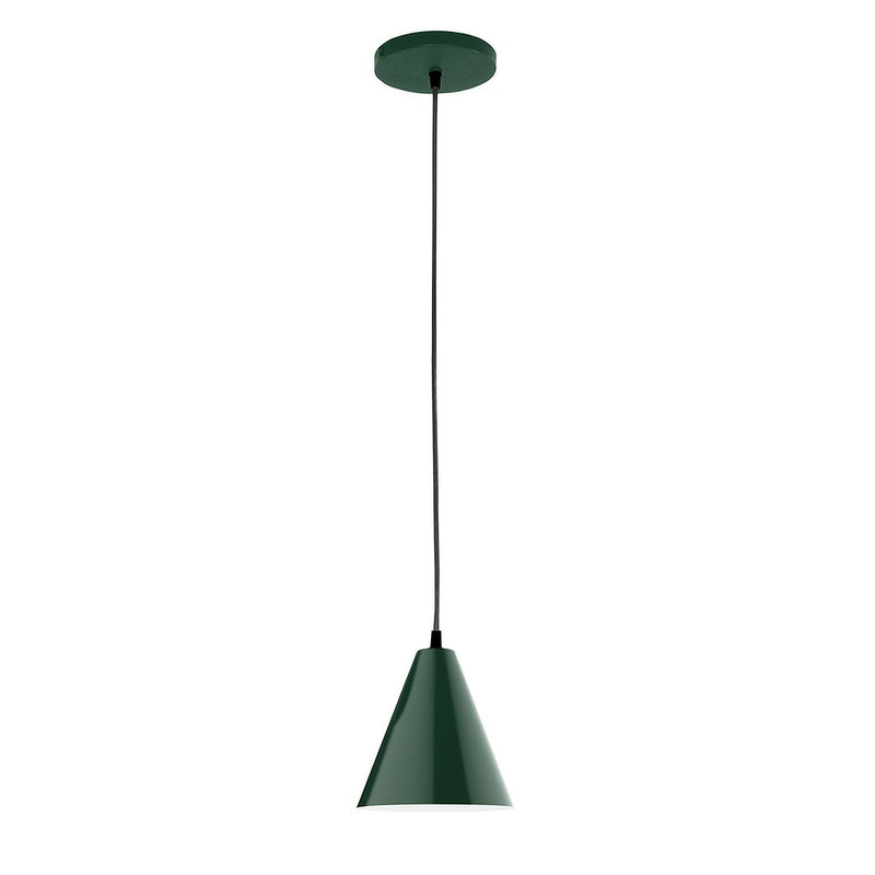 Forest green 8 in pendant light with tapered shade and straight cord