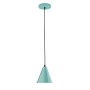 Jynx 8 in sea green pendant shade with black cord and round ceiling canopy