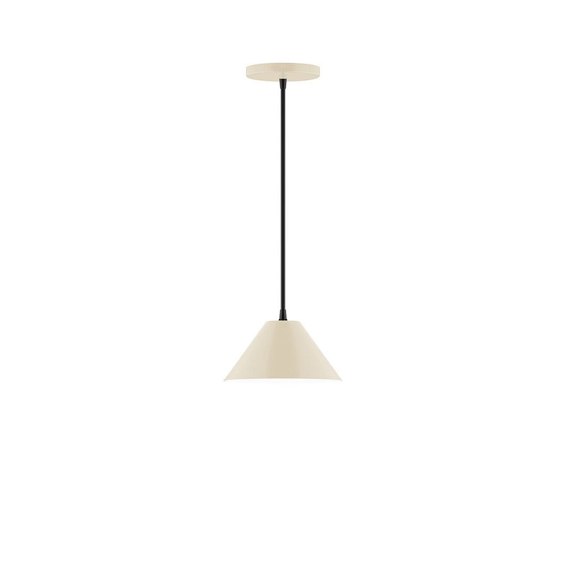 8 in LED pendant with cream shade and black cord