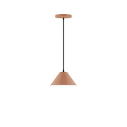 Terracotta 8" pendant light with conical shade and black cord and ceiling canopy