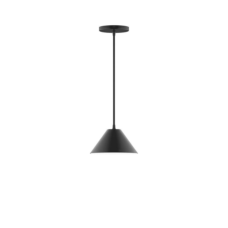 Black 8 in LED pendant with cone shade and straight cord canopy