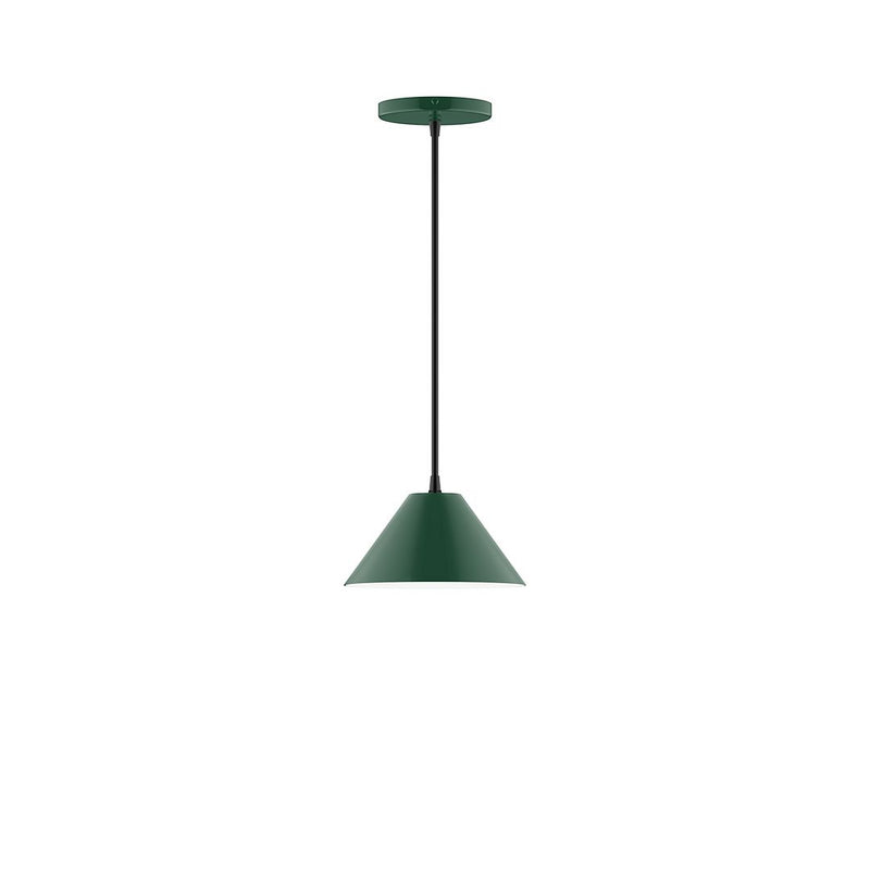 Forest green dome 8-inch pendant light with canopy and hanging cord