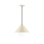 Cream shade pendant light with frosted glass globe and black cord