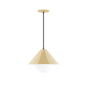 Ivory glass globe pendant light with tapered shade and black cord