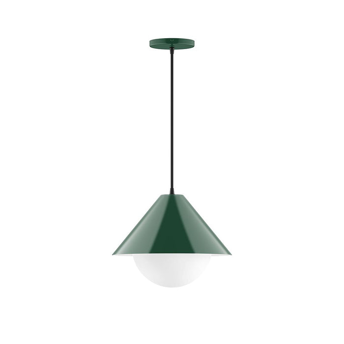 Axis Pinnacle 12" Pendant Light with Glass Globe in Forest Green