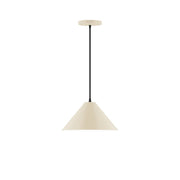 Cream LED pendant with tapered drum shade and black cord