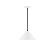 Pinnacle 12" pendant light with white cone shade and black hanging cord