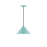 Sea green pendant light with bell shade and black cord
