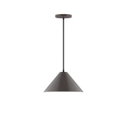 Architectural bronze 12-inch pendant with bell-shaped shade and black cord