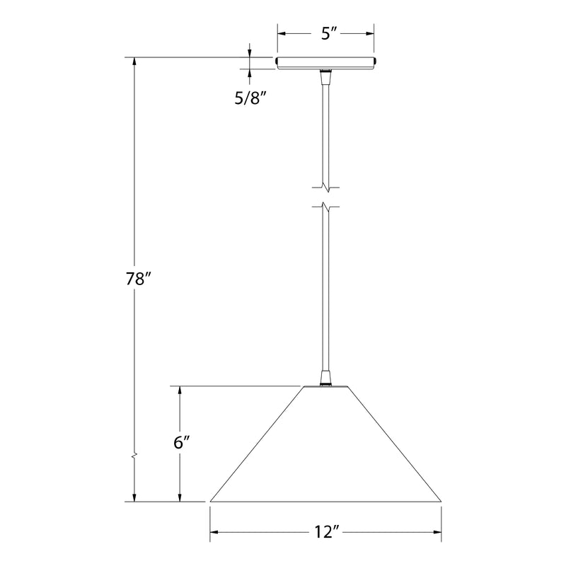 Pinnacle 12" pendant light dimensions: 12" shade width, 78" overall height