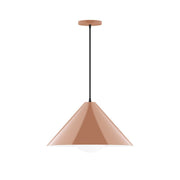 Terracotta bell pendant shade with black cord and round canopy