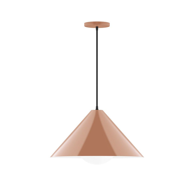 Terracotta bell pendant shade with black cord and round canopy