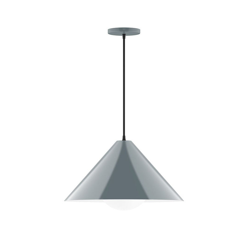 Slate gray pendant light shade with round canopy and hanging stem