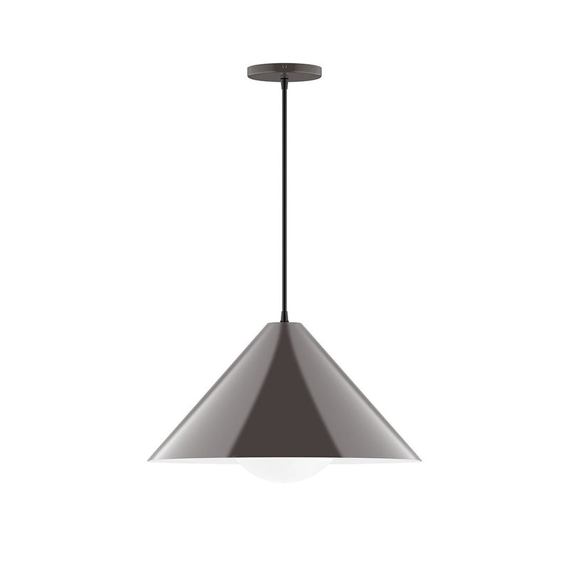 Architectural bronze pendant light with conical diffuser and hanging stem