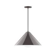 Bronze pendant light with tapered shade and 18" hanging drop