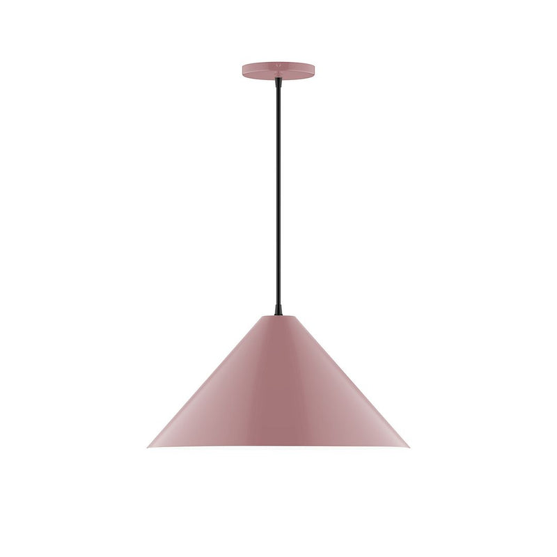 Pinnacle 18-inch mauve pendant with tapered shade and black cord