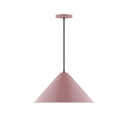 Mauve 18 in pendant lamp with conical fabric shade and dark cord