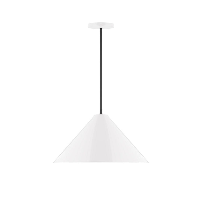 Pinnacle 18-inch white pendant lamp with conical shade