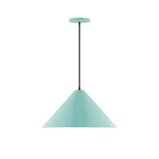 Sea green pendant light with bell shade and black cord