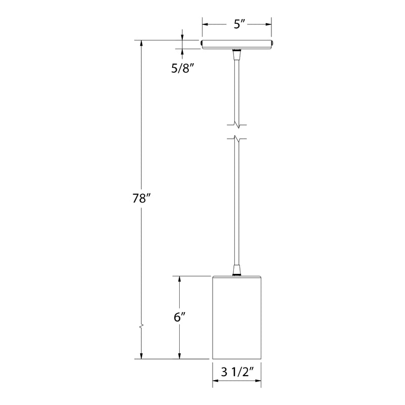 Pendant light dimensions diagram: 78 in height, 6 in canopy, 3.1 in base