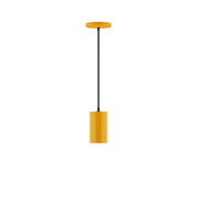 Bright yellow 3.5 in pendant light with cylindrical shade and black cord