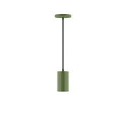 Fern green LED pendant fixture with cylindrical diffuser and hanging cord