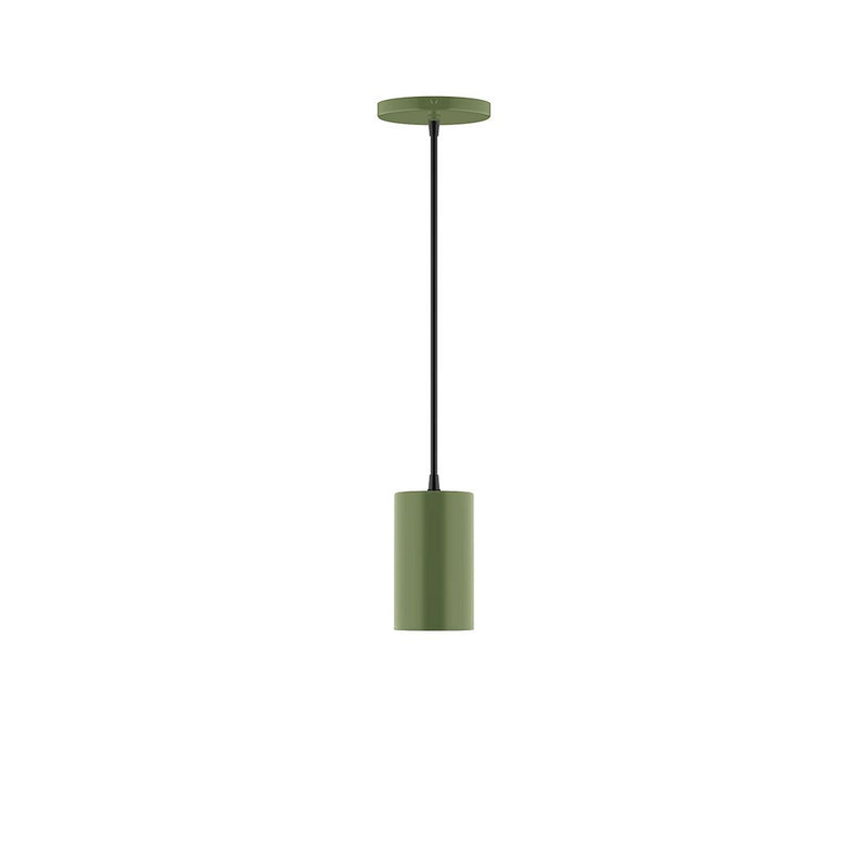 Fern green LED pendant fixture with cylindrical diffuser and hanging cord
