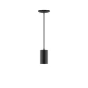 Black 3.5-inch beam pendant light with cylindrical shade and hanging stem