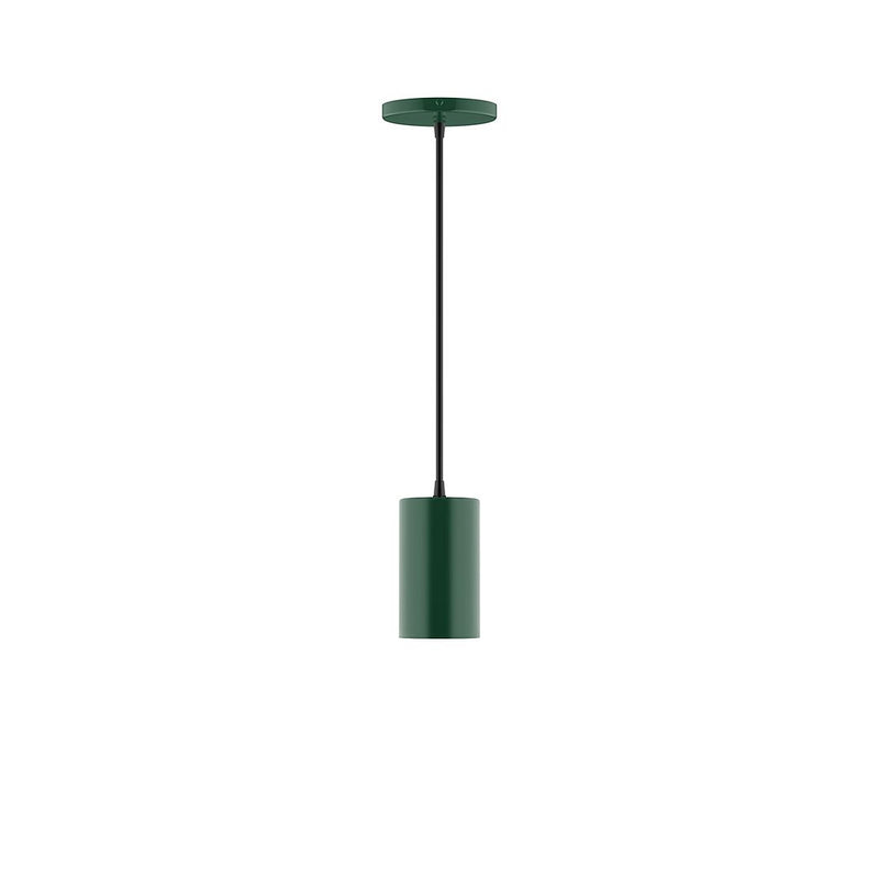 Forest green Beam 3.5" pendant with cylinder shade and black cord