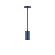 Navy 3.5in LED pendant light with cylindrical shade and hanging cord.