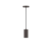 Architectural bronze LED pendant with round canopy and cylindrical diffuser