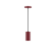 Barn red 3.5 in LED pendant with cylindrical shade and hanging cord